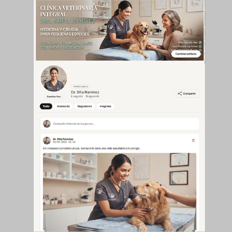 Perfil de clínica veterinaria en ComunidadPet