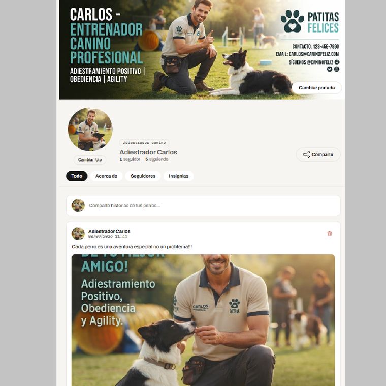 Perfil de entrenador canino en ComunidadPet